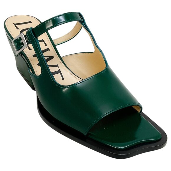 Loewe Dark Green Leather Onda Open Toe Mules - Picture 1 of 7